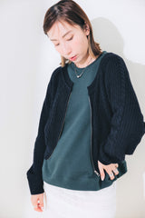 圓領拉鍊Cardigan/深藍